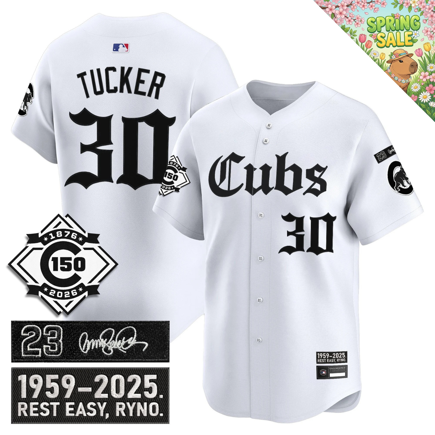 CHC 'Ryne Sandberg Tribute' & 150th anniversary patch Limited Gothic Jersey - Stitched