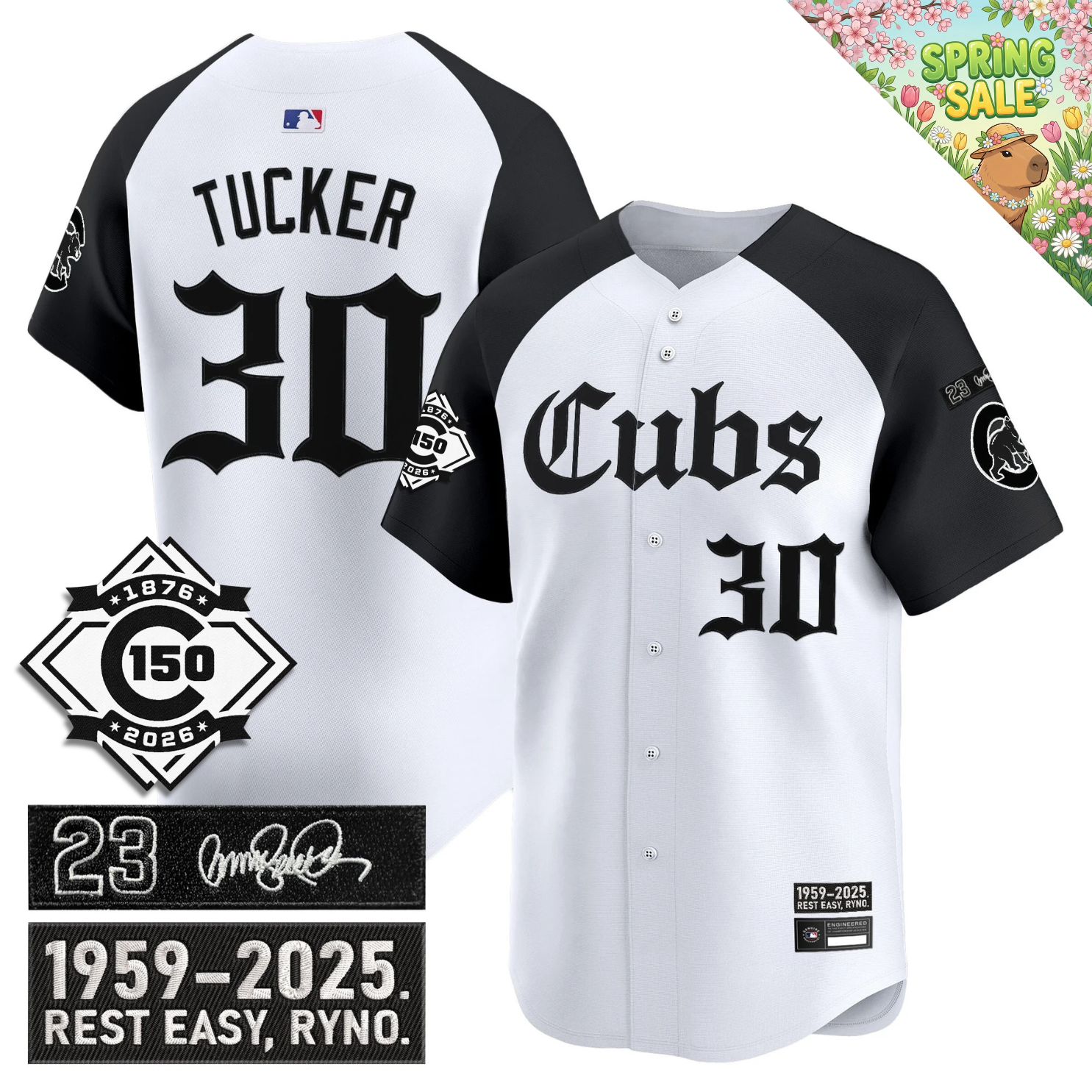 CHC 'Ryne Sandberg Tribute' & 150th anniversary patch Limited Gothic Jersey - Stitched