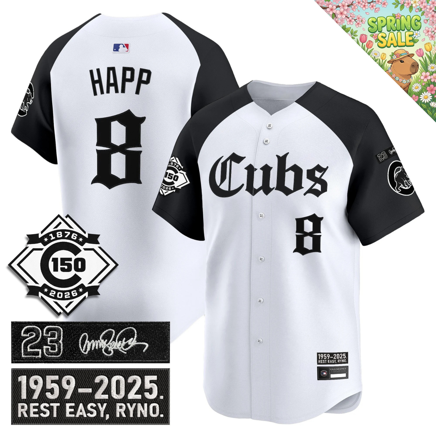 CHC 'Ryne Sandberg Tribute' & 150th anniversary patch Limited Gothic Jersey - Stitched
