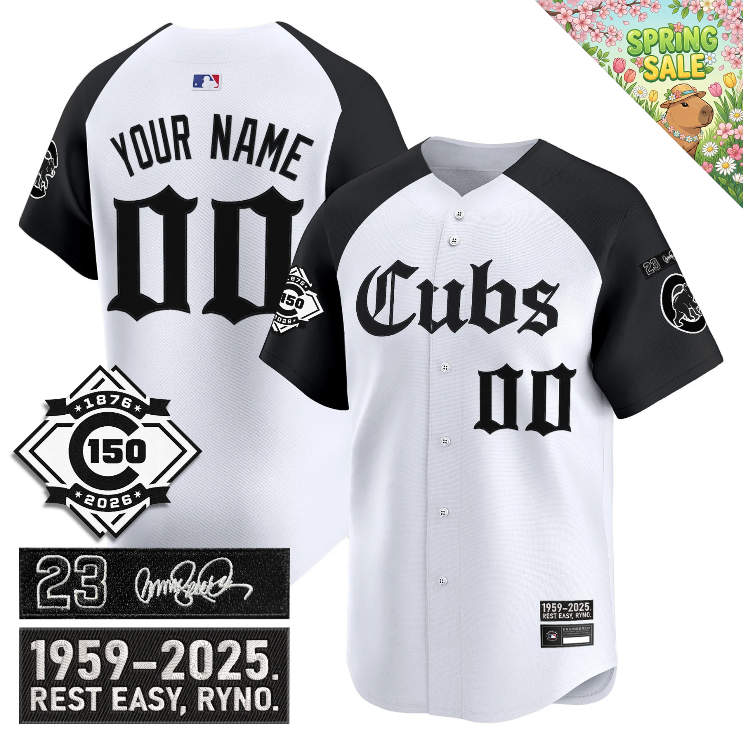 CHC 'Ryne Sandberg Tribute' & 150th anniversary patch Limited Gothic Jersey - Stitched