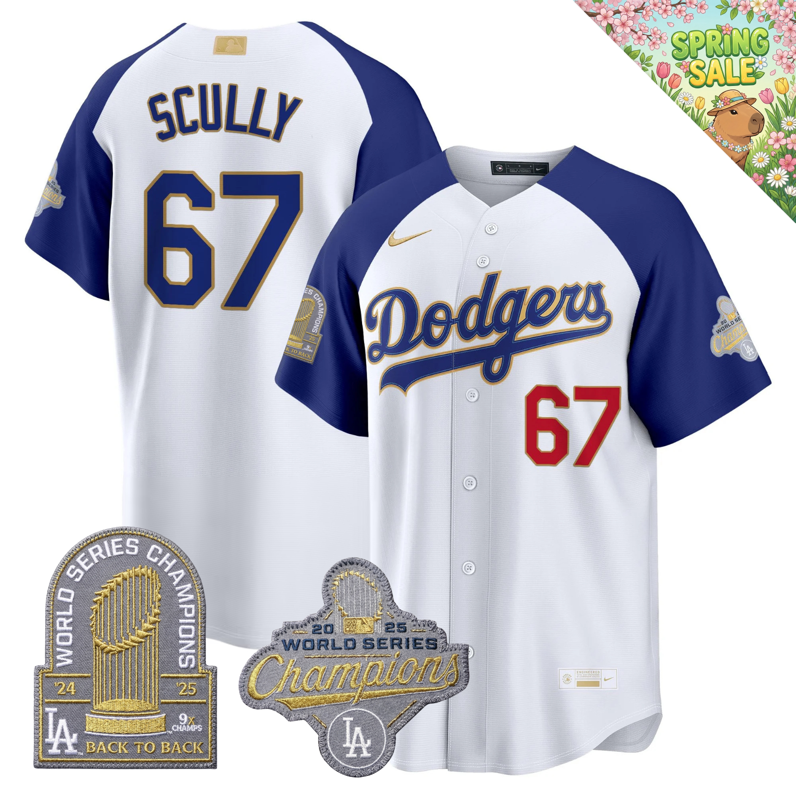 LAD "Gold Collection" Premier Limited Navy Jersey - 9X World Series Champions - Stitched