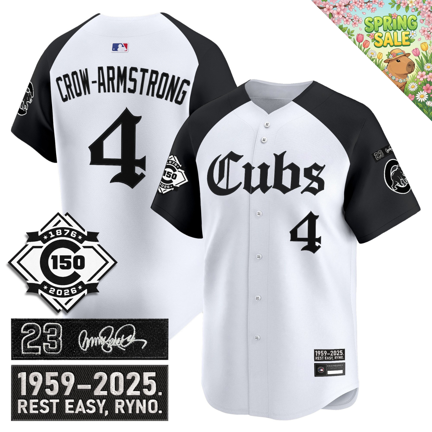 CHC 'Ryne Sandberg Tribute' & 150th anniversary patch Limited Gothic Jersey - Stitched