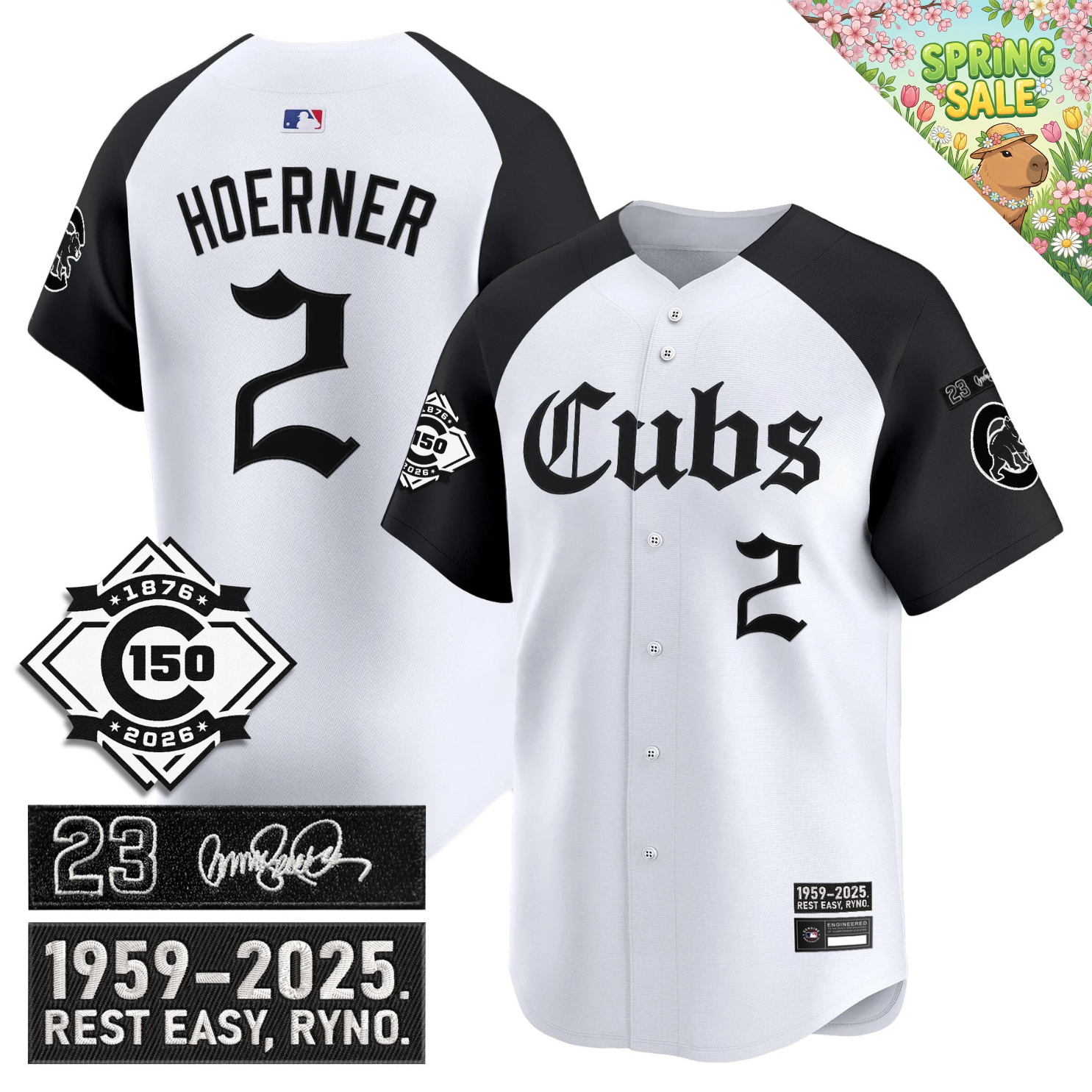 CHC 'Ryne Sandberg Tribute' & 150th anniversary patch Limited Gothic Jersey - Stitched