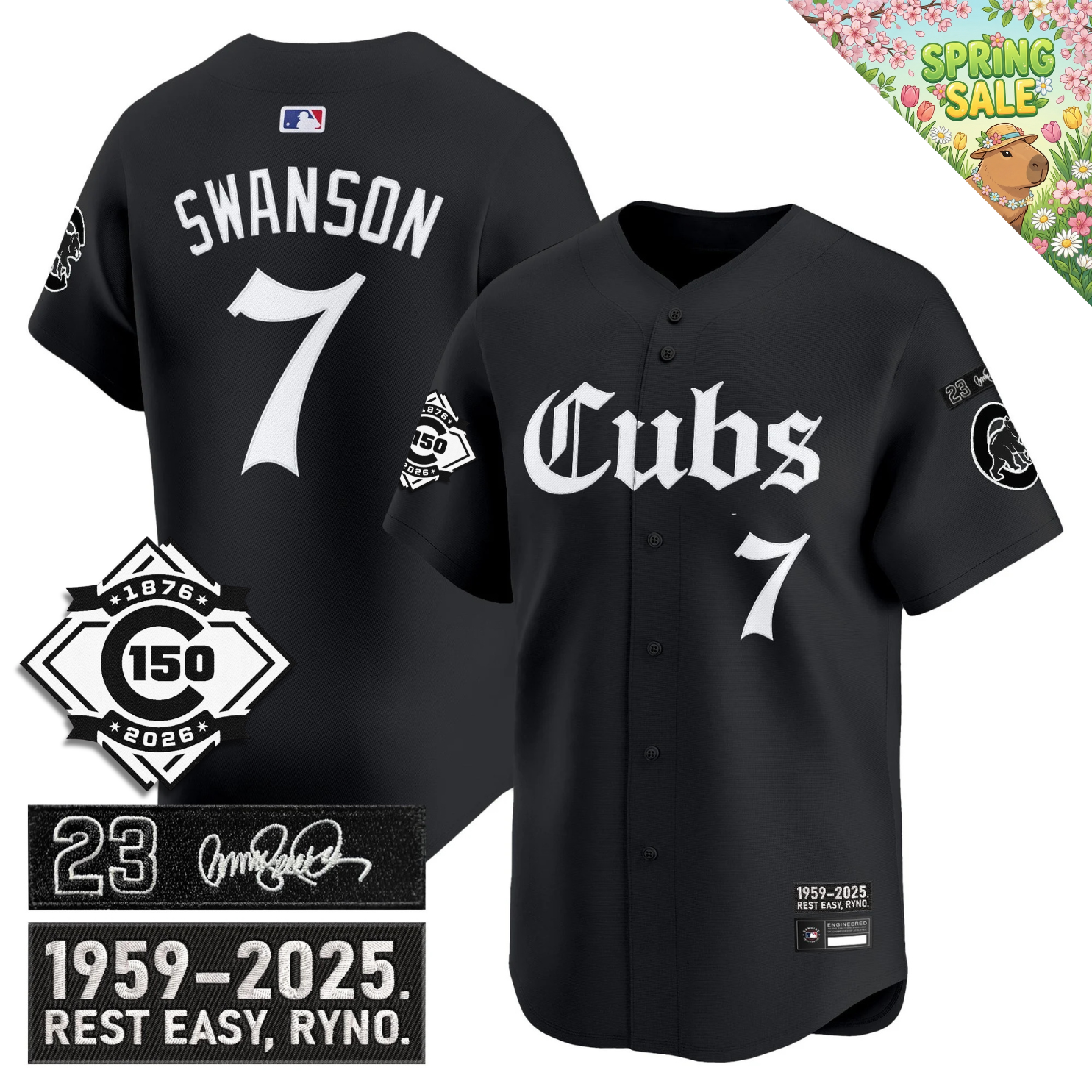 CHC 'Ryne Sandberg Tribute' & 150th anniversary patch Limited Gothic Jersey - Stitched
