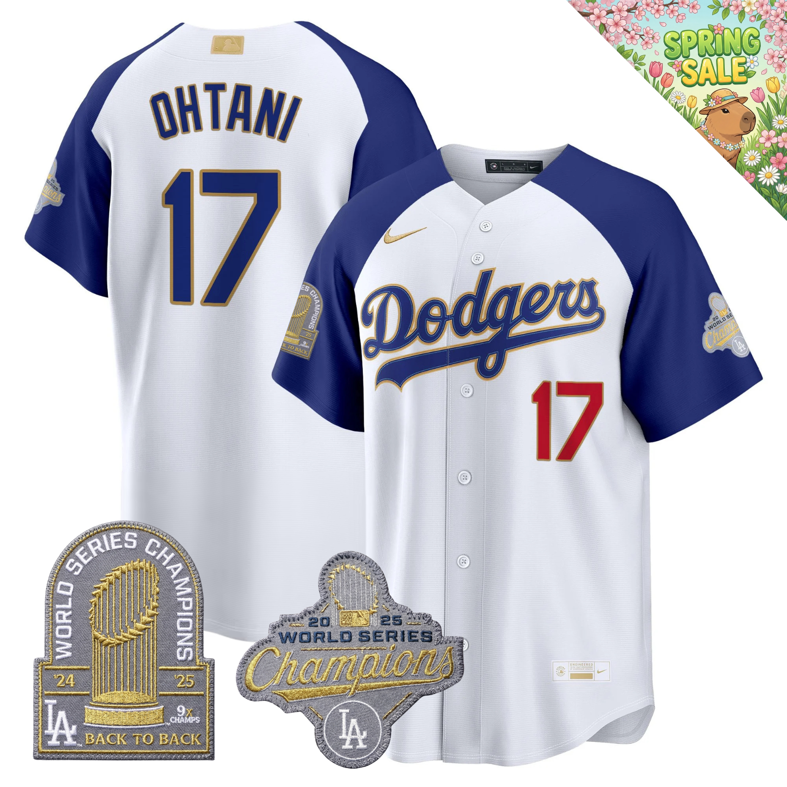 LAD "Gold Collection" Premier Limited Navy Jersey - 9X World Series Champions - Stitched