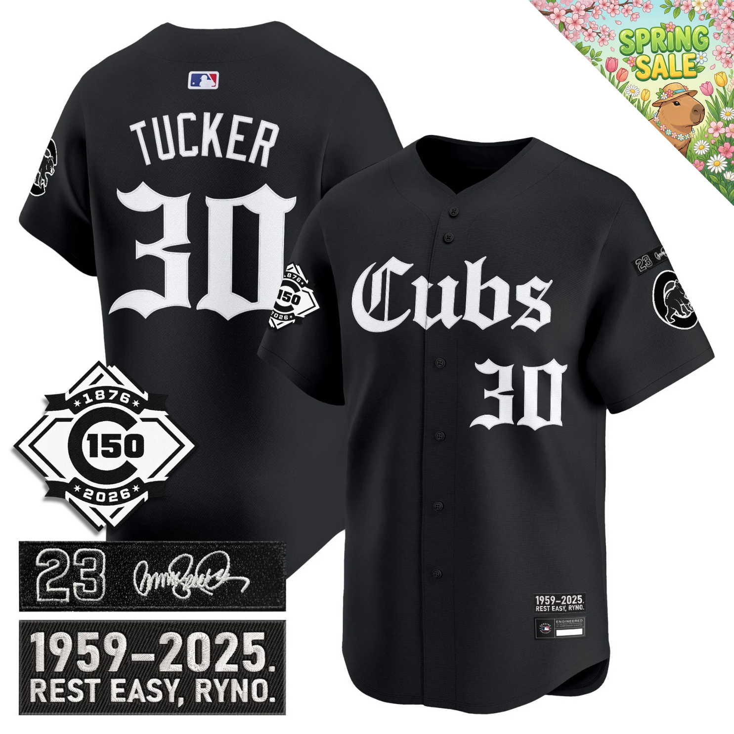 CHC 'Ryne Sandberg Tribute' & 150th anniversary patch Limited Gothic Jersey - Stitched