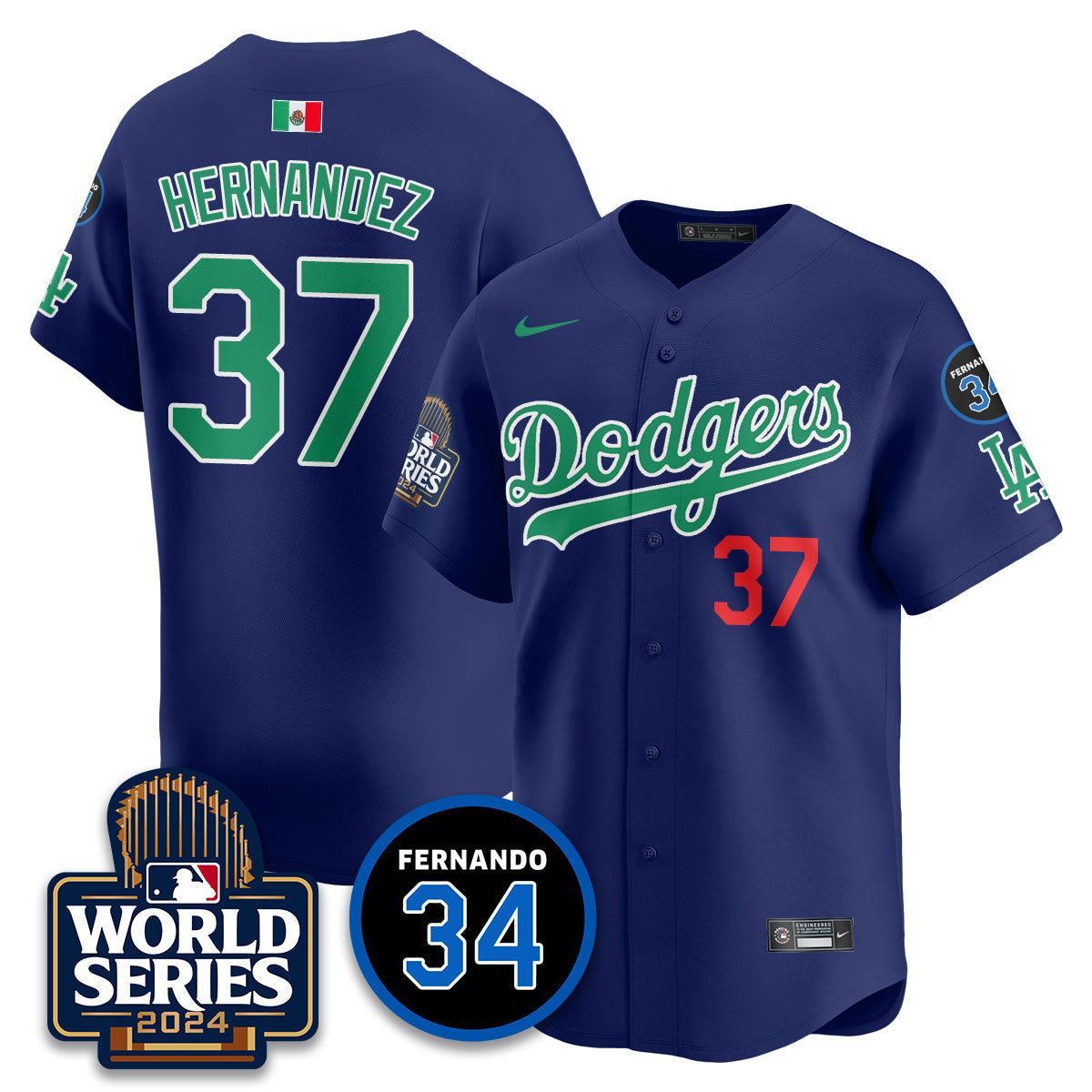 Dodgers Mexico World Series Jersey - Stitched