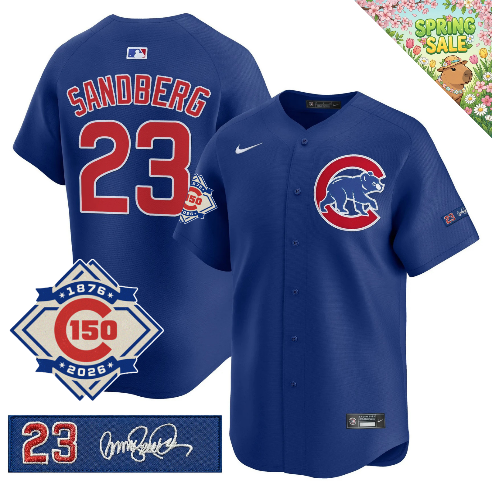 CHC 150th Anniversary & 'Ryne Sandberg Tribute' Limited Blue Jersey - Stitched