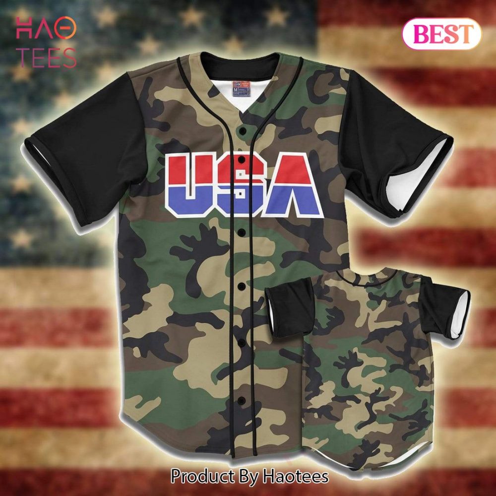 Usa Camo Baseball Jersey – Stylish Patriotic Sportswear For Men &amp; Women