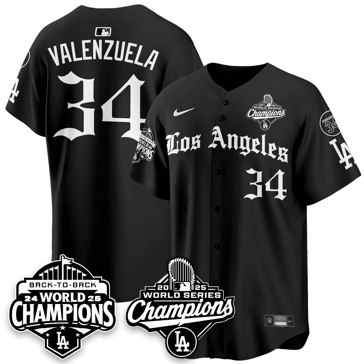 LAD 2025 World Series Champions Vapor Premier Limited Jersey - LA Gothic Edition - Stitched