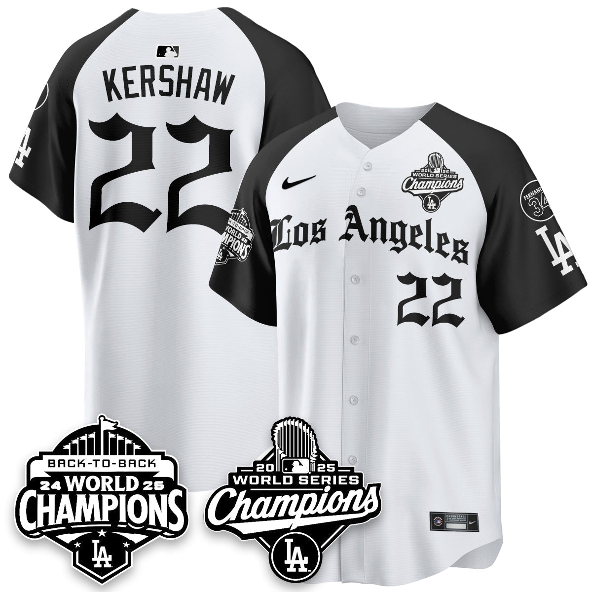 LAD 2025 World Series Champions Vapor Premier Limited Jersey - LA Gothic Edition - Stitched
