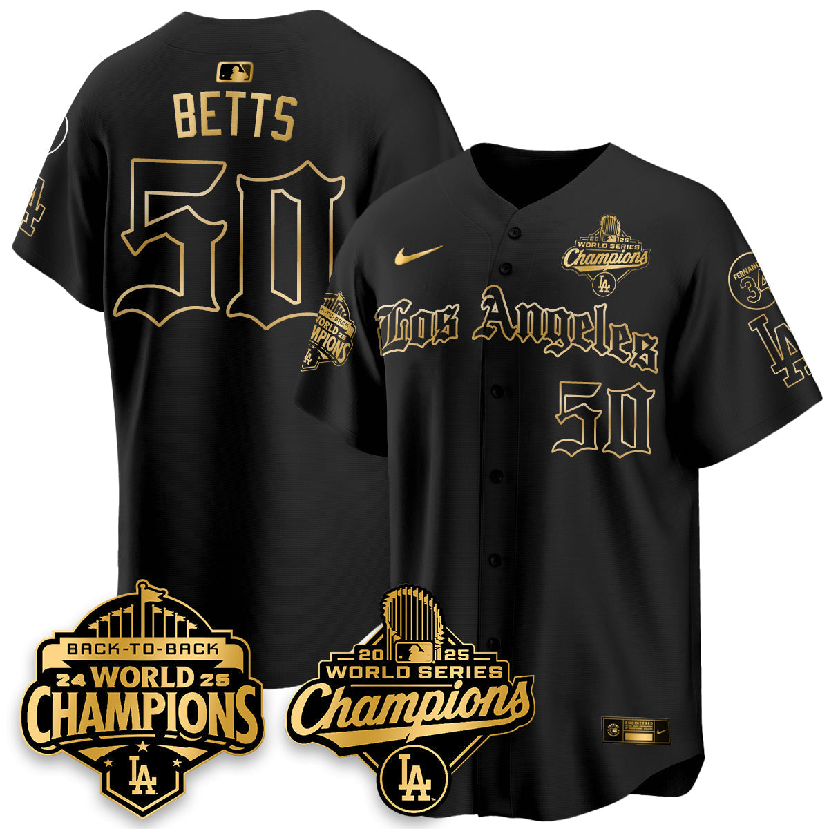 LAD 2025 World Series Champions Vapor Premier Limited Jersey - LA Gothic Edition - Stitched