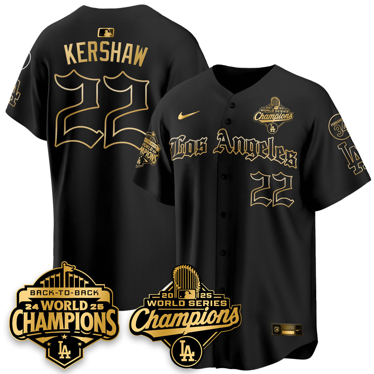 LAD 2025 World Series Champions Vapor Premier Limited Jersey - LA Gothic Edition - Stitched