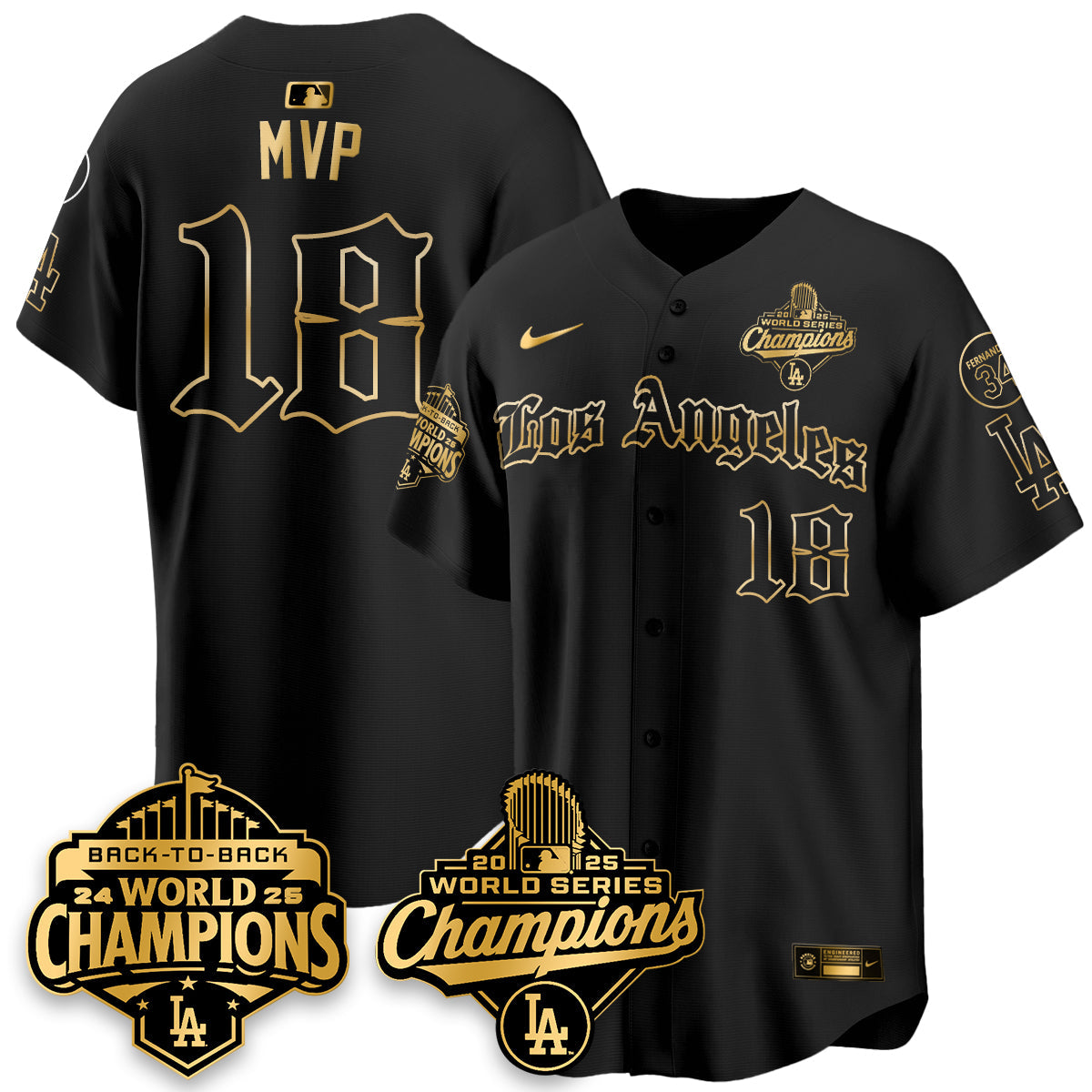 LAD 2025 World Series Champions Vapor Premier Limited Jersey - LA Gothic Edition - Stitched
