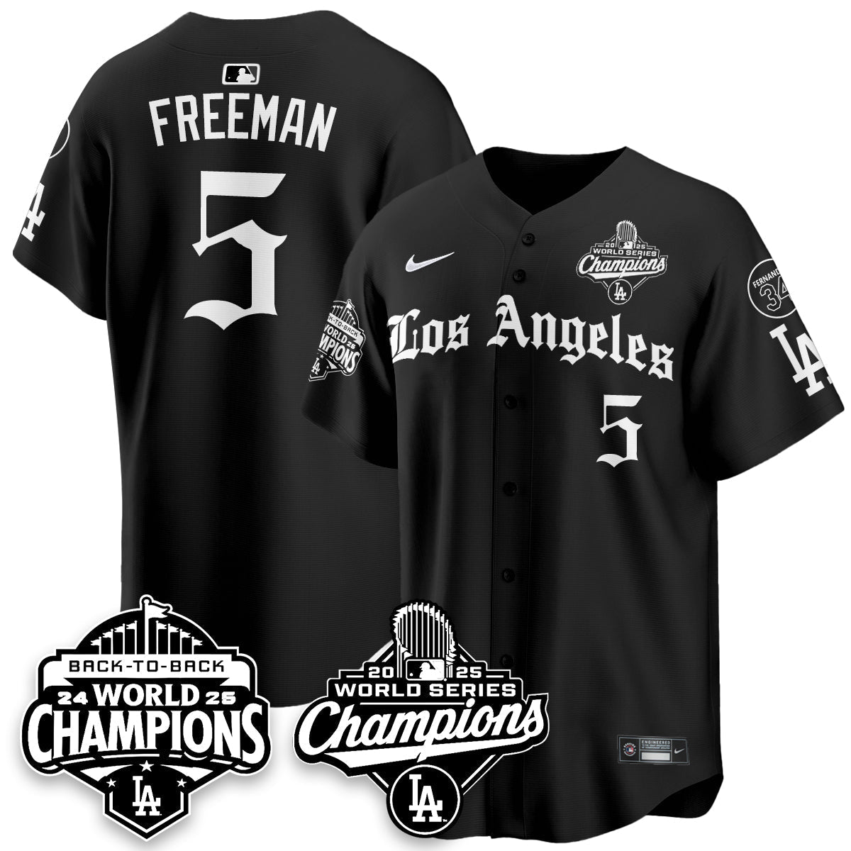LAD 2025 World Series Champions Vapor Premier Limited Jersey - LA Gothic Edition - Stitched