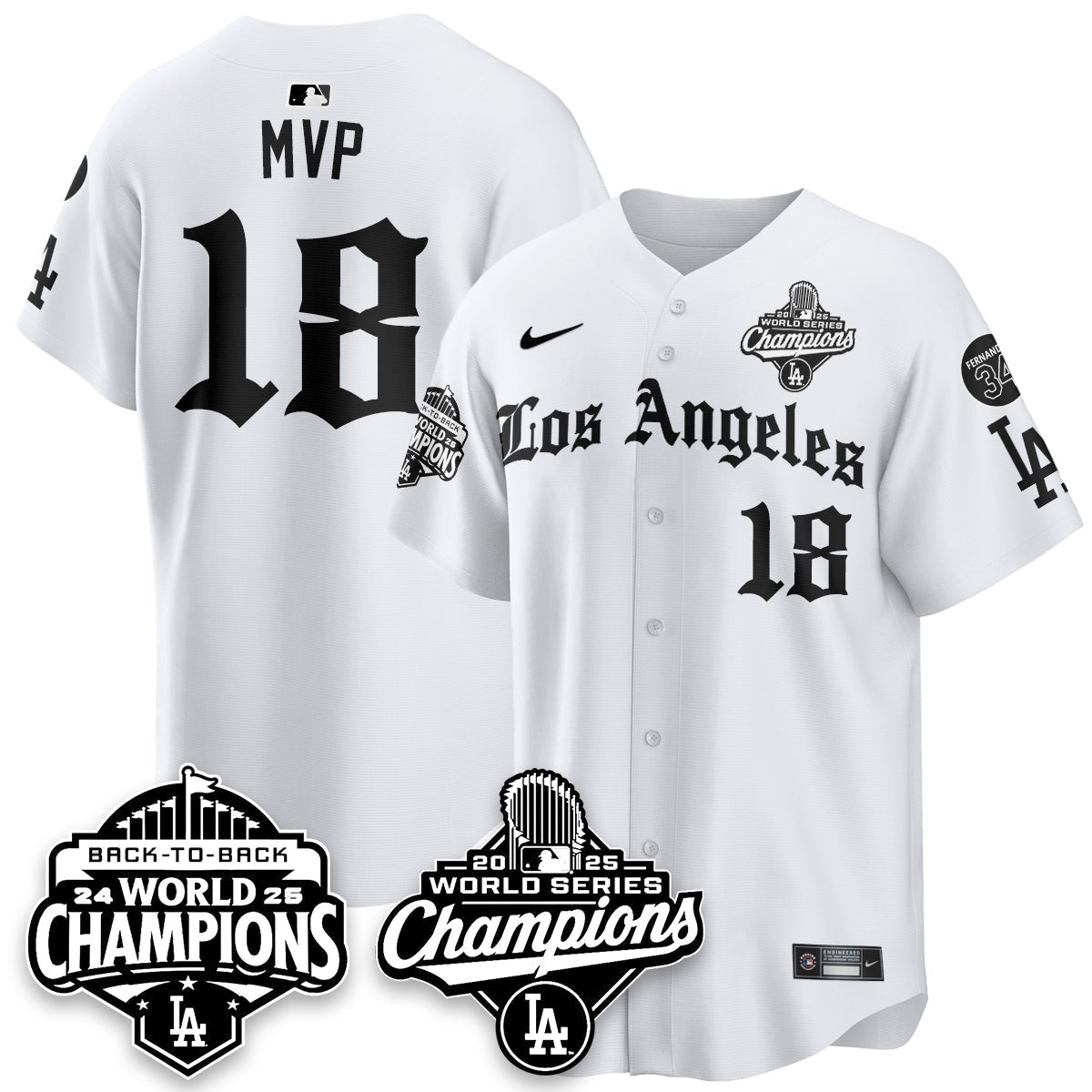 LAD 2025 World Series Champions Vapor Premier Limited Jersey - LA Gothic Edition - Stitched