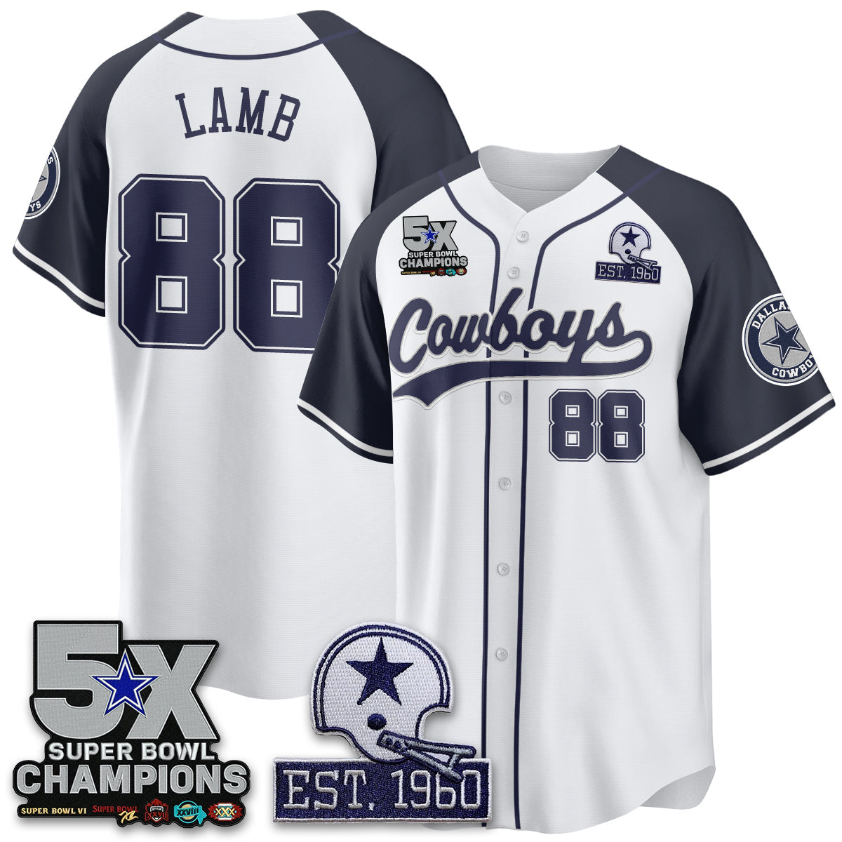 DAL 5-Time Champions Patch Limited Baseball Jersey - Stitched