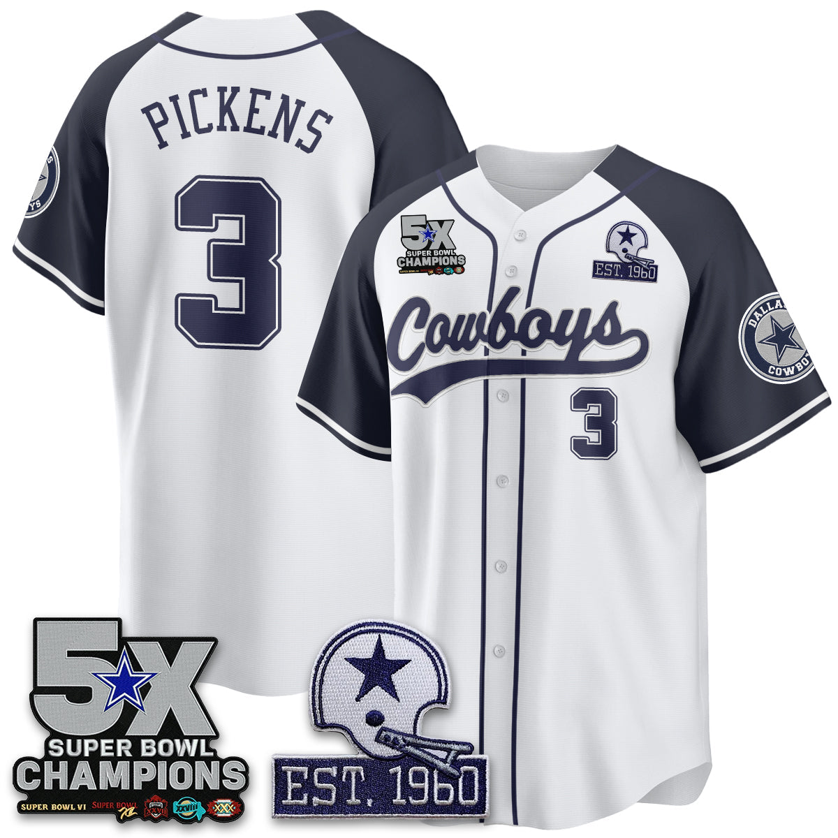 DAL 5-Time Champions Patch Limited Baseball Jersey - Stitched