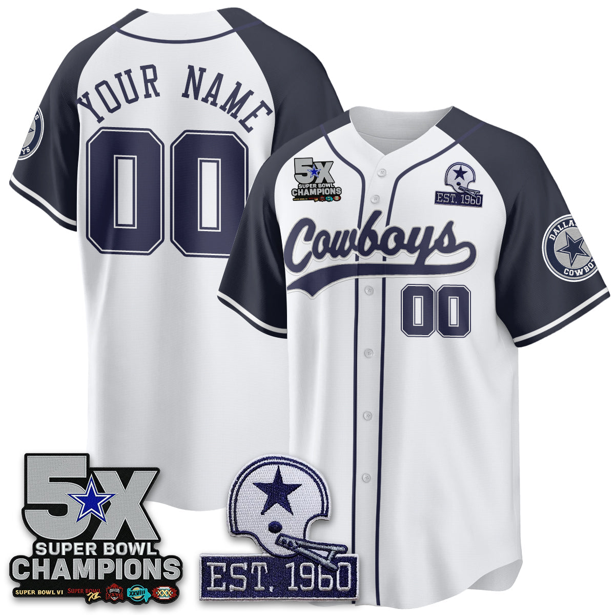DAL 5-Time Champions Patch Limited Baseball Jersey - Stitched