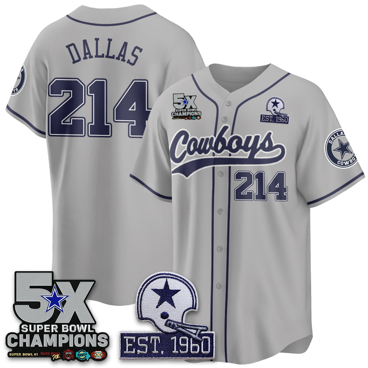 DAL 5-Time Champions Patch Limited Baseball Jersey - Stitched