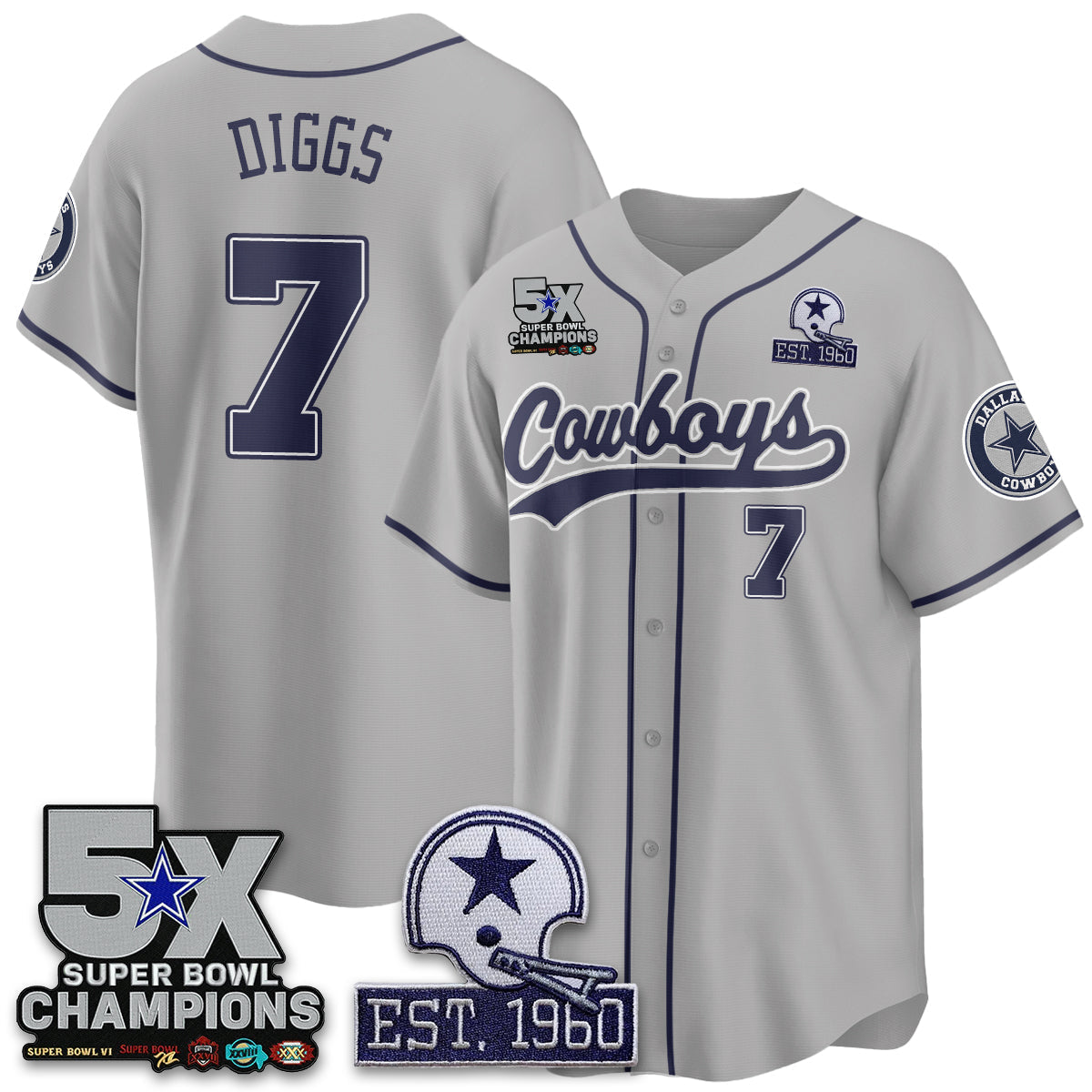DAL 5-Time Champions Patch Limited Baseball Jersey - Stitched