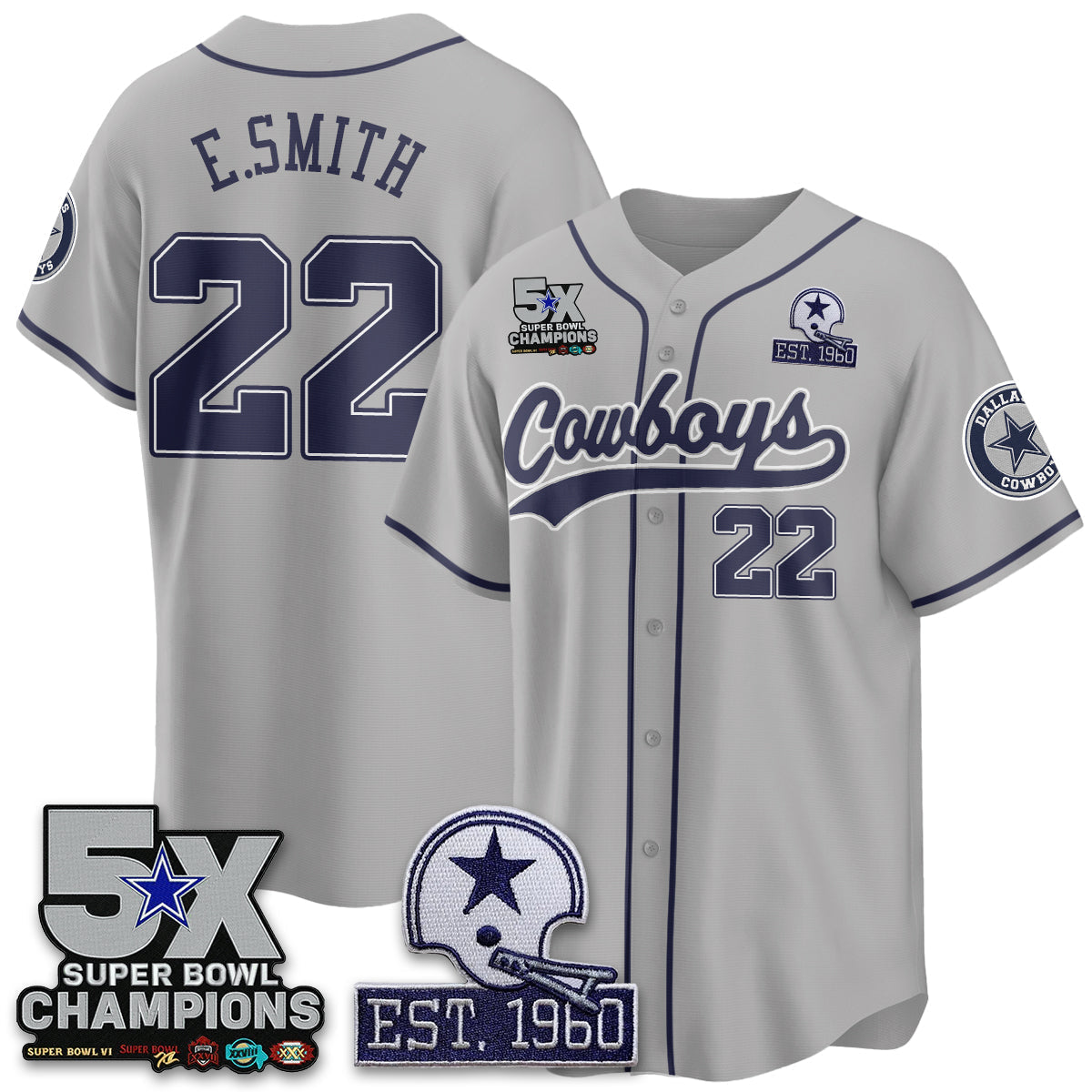 DAL 5-Time Champions Patch Limited Baseball Jersey - Stitched