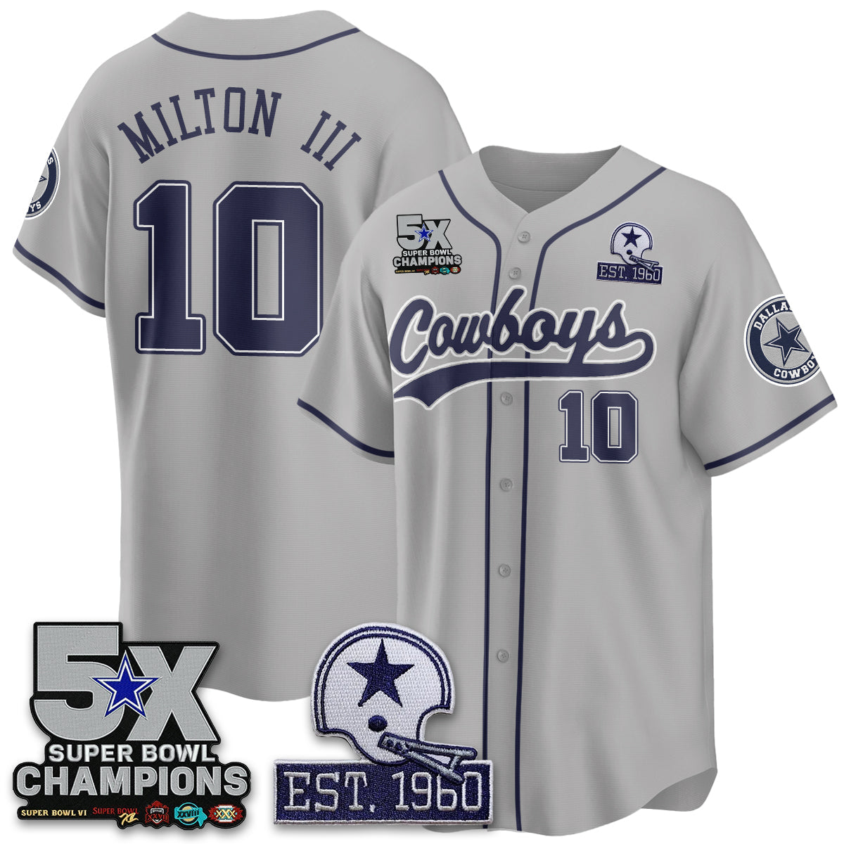 DAL 5-Time Champions Patch Limited Baseball Jersey - Stitched