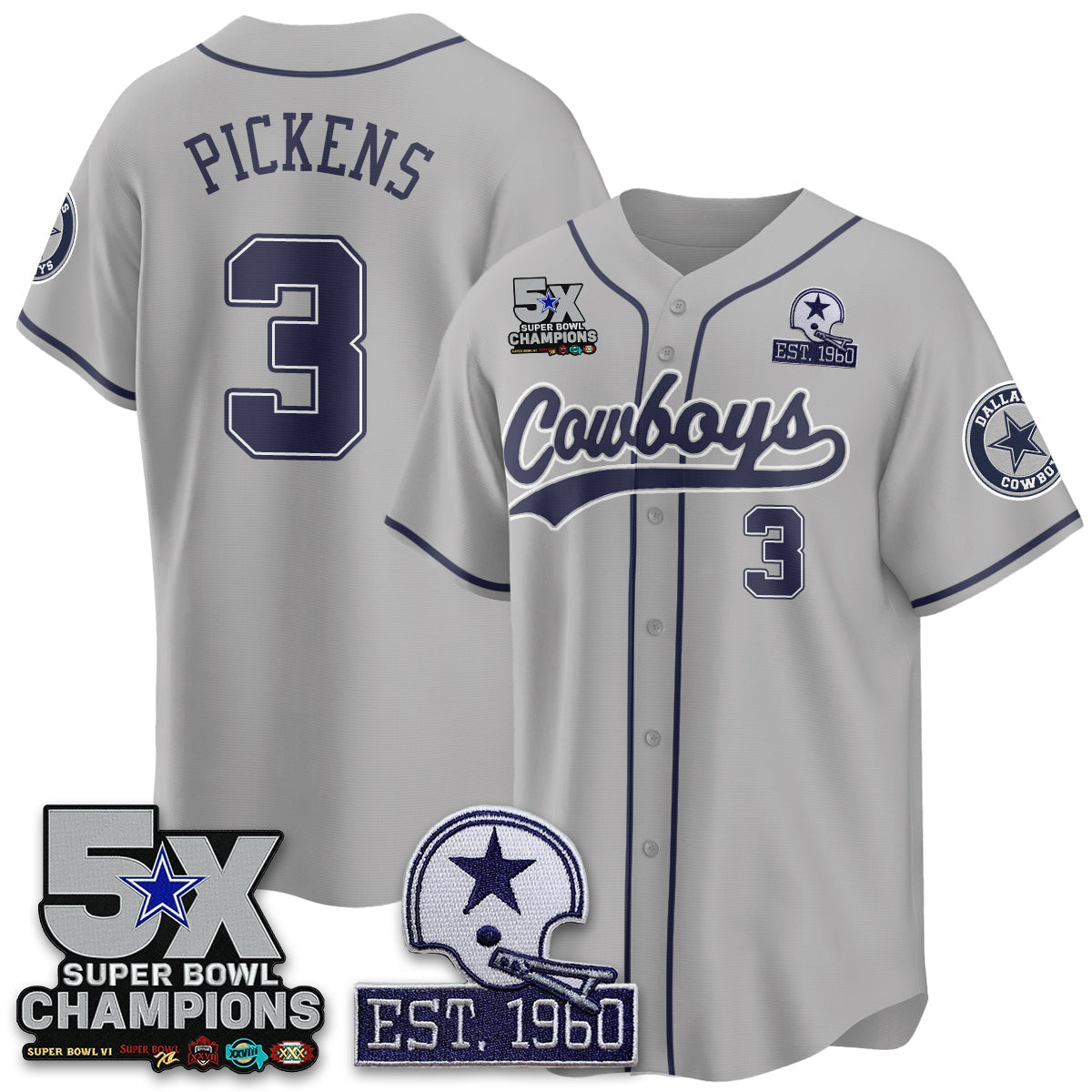 DAL 5-Time Champions Patch Limited Baseball Jersey - Stitched