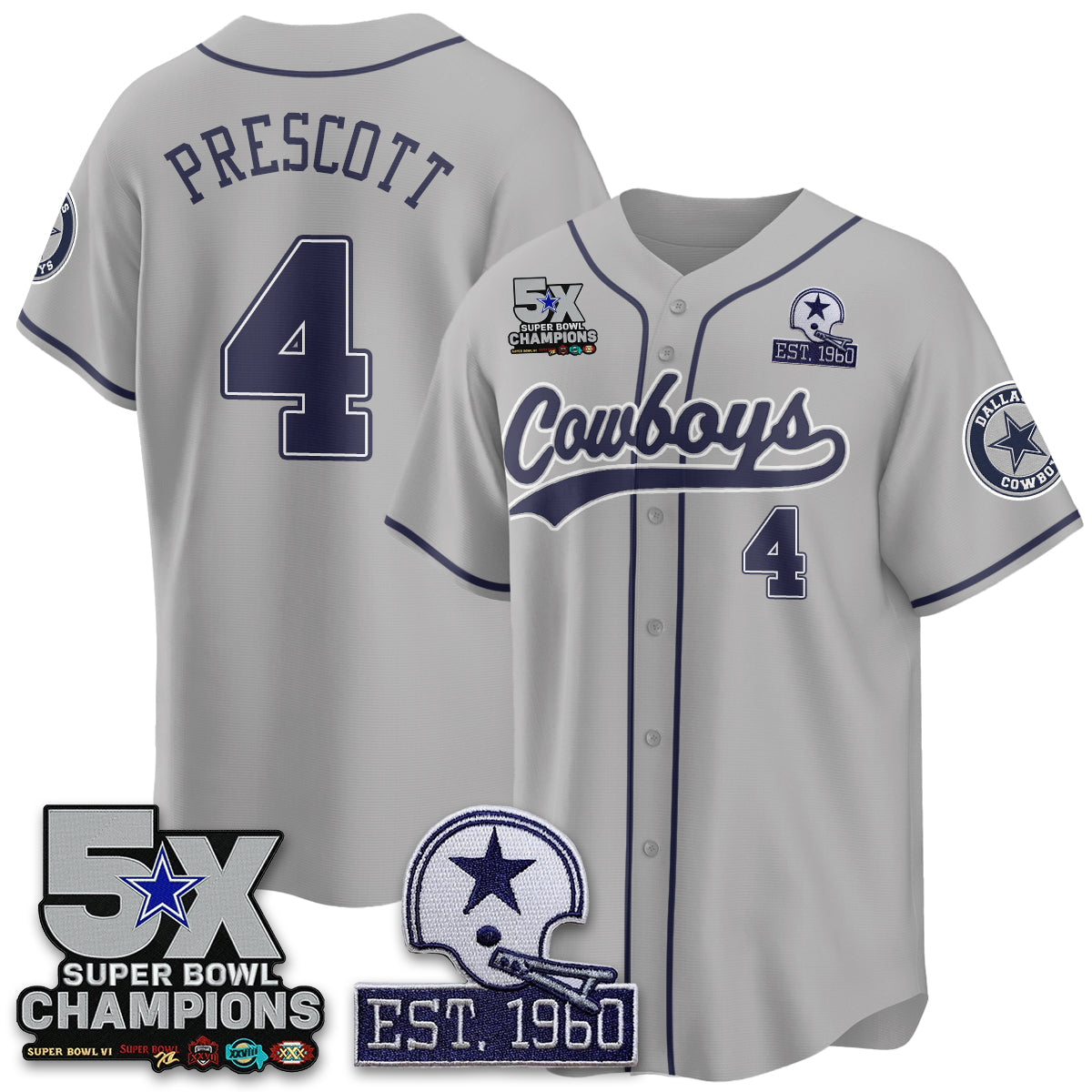 DAL 5-Time Champions Patch Limited Baseball Jersey - Stitched