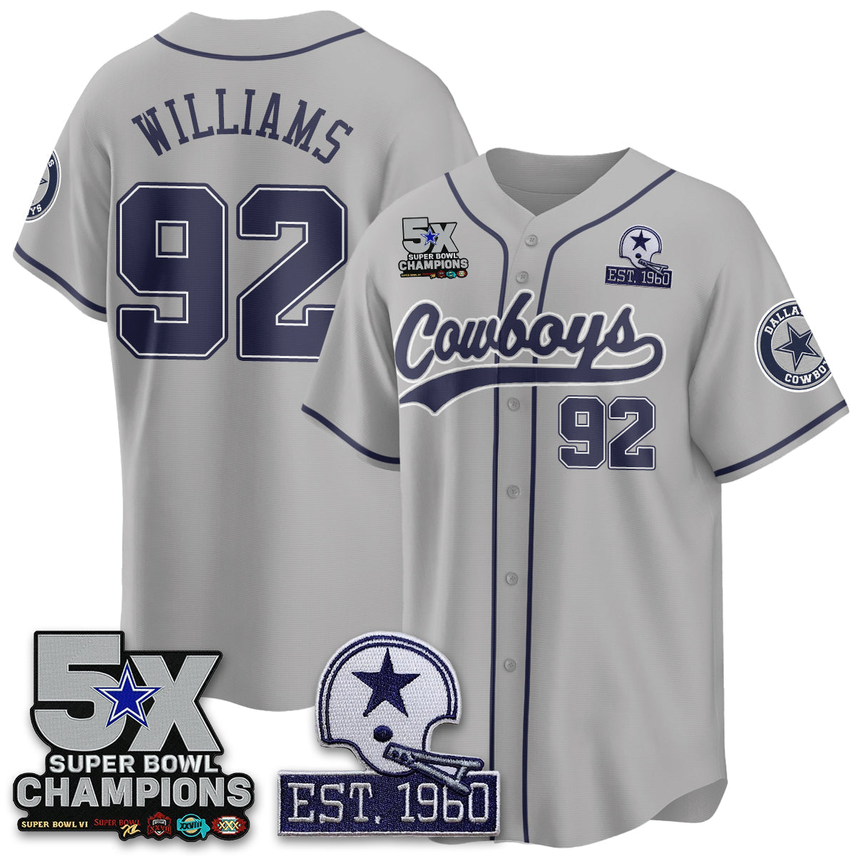 DAL 5-Time Champions Patch Limited Baseball Jersey - Stitched