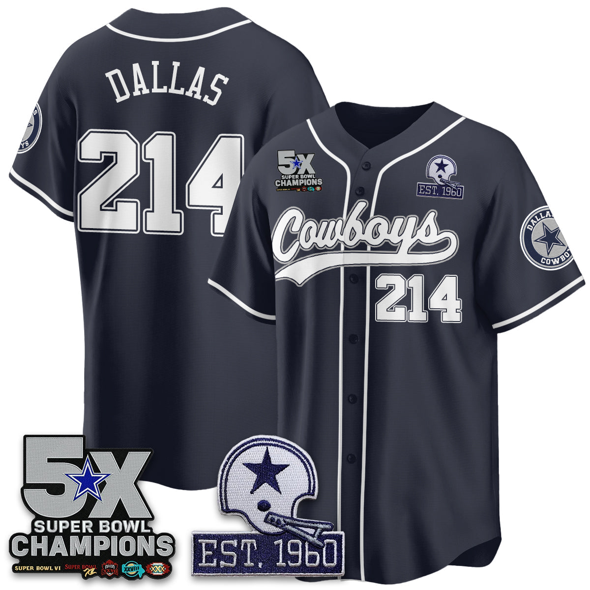 DAL 5-Time Champions Patch Limited Baseball Jersey - Stitched