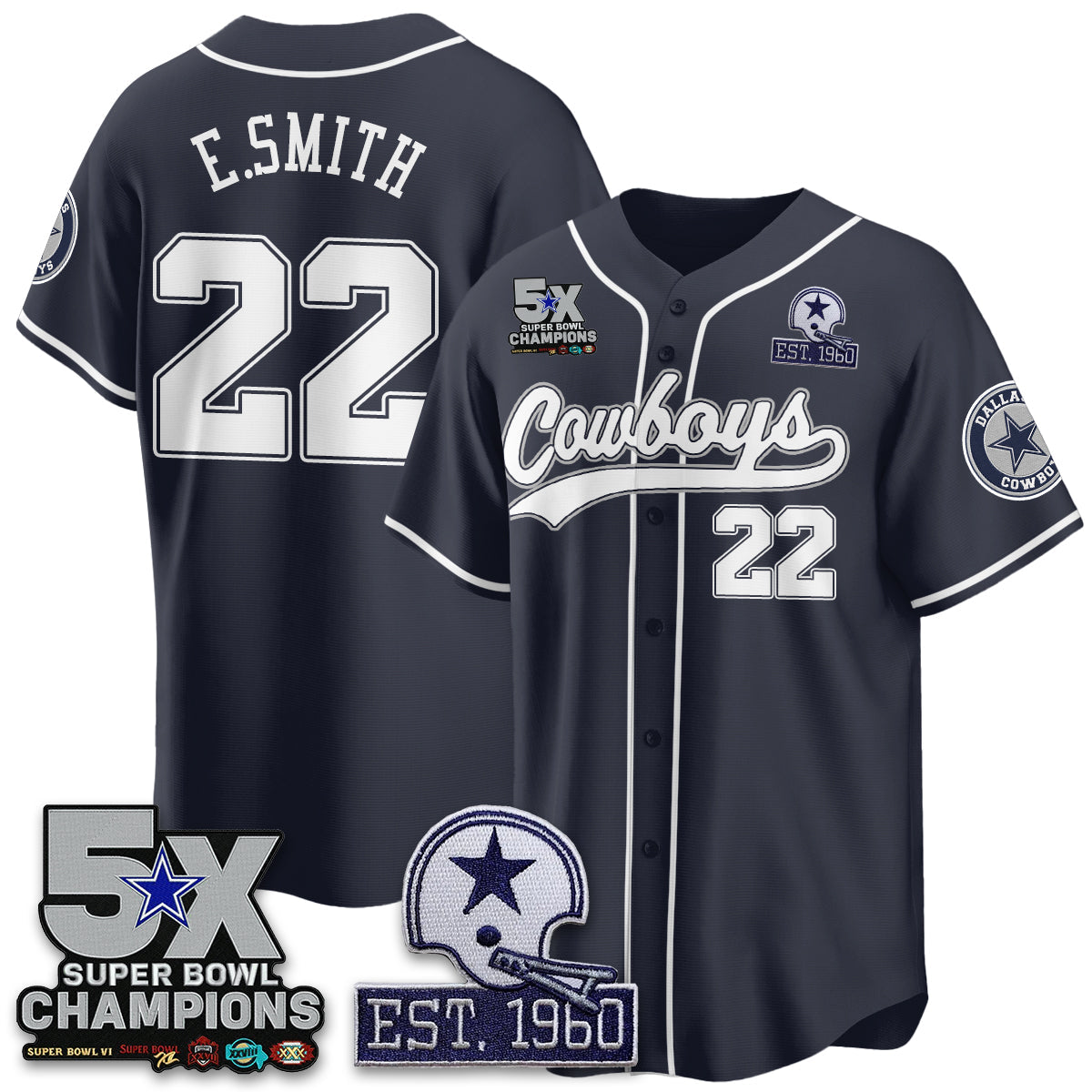 DAL 5-Time Champions Patch Limited Baseball Jersey - Stitched