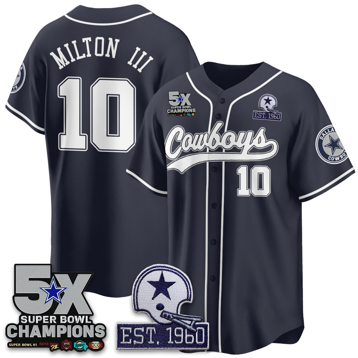 DAL 5-Time Champions Patch Limited Baseball Jersey - Stitched