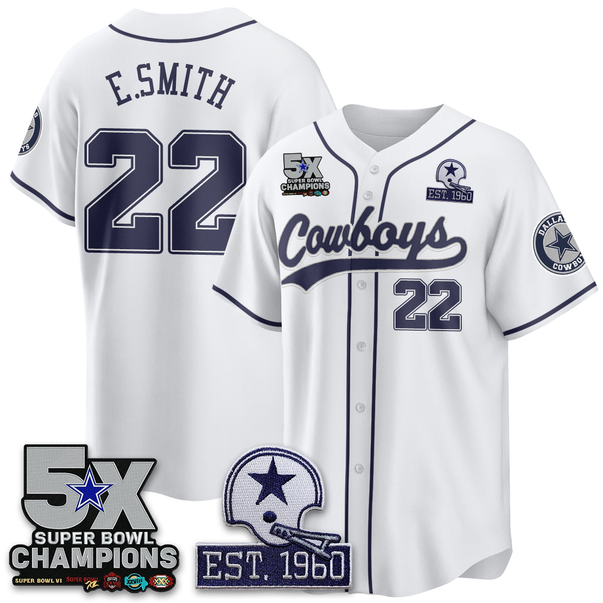 DAL 5-Time Champions Patch Limited Baseball Jersey - Stitched