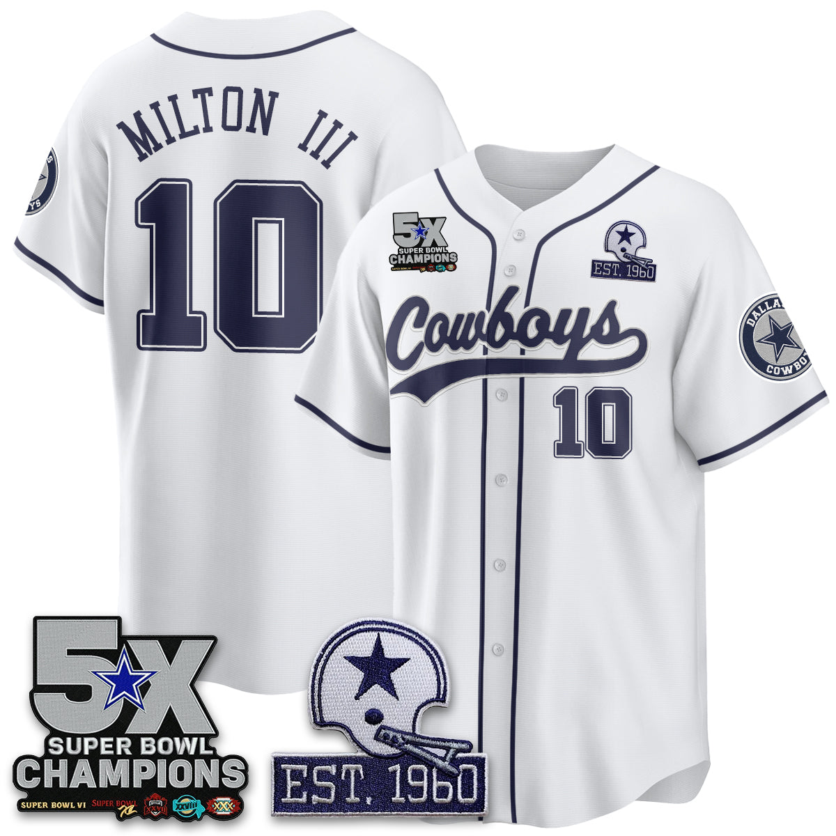 DAL 5-Time Champions Patch Limited Baseball Jersey - Stitched