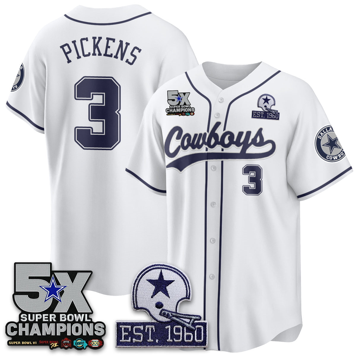 DAL 5-Time Champions Patch Limited Baseball Jersey - Stitched