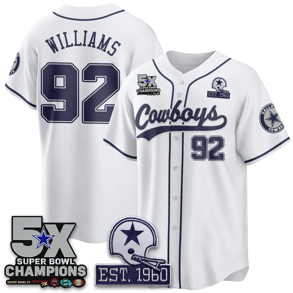 DAL 5-Time Champions Patch Limited Baseball Jersey - Stitched