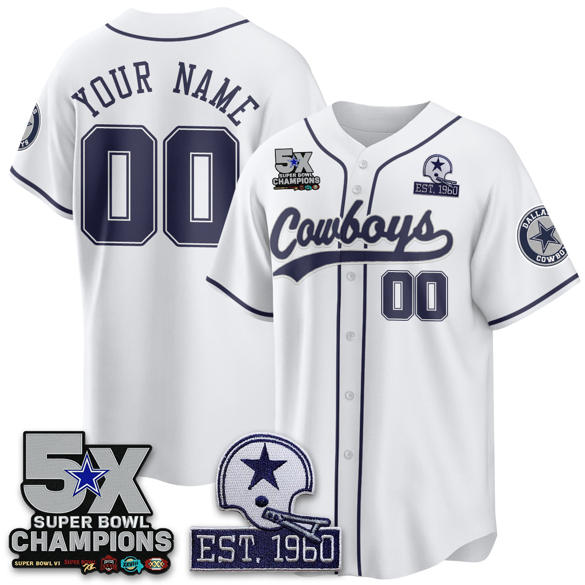 DAL 5-Time Champions Patch Limited Baseball Jersey - Stitched
