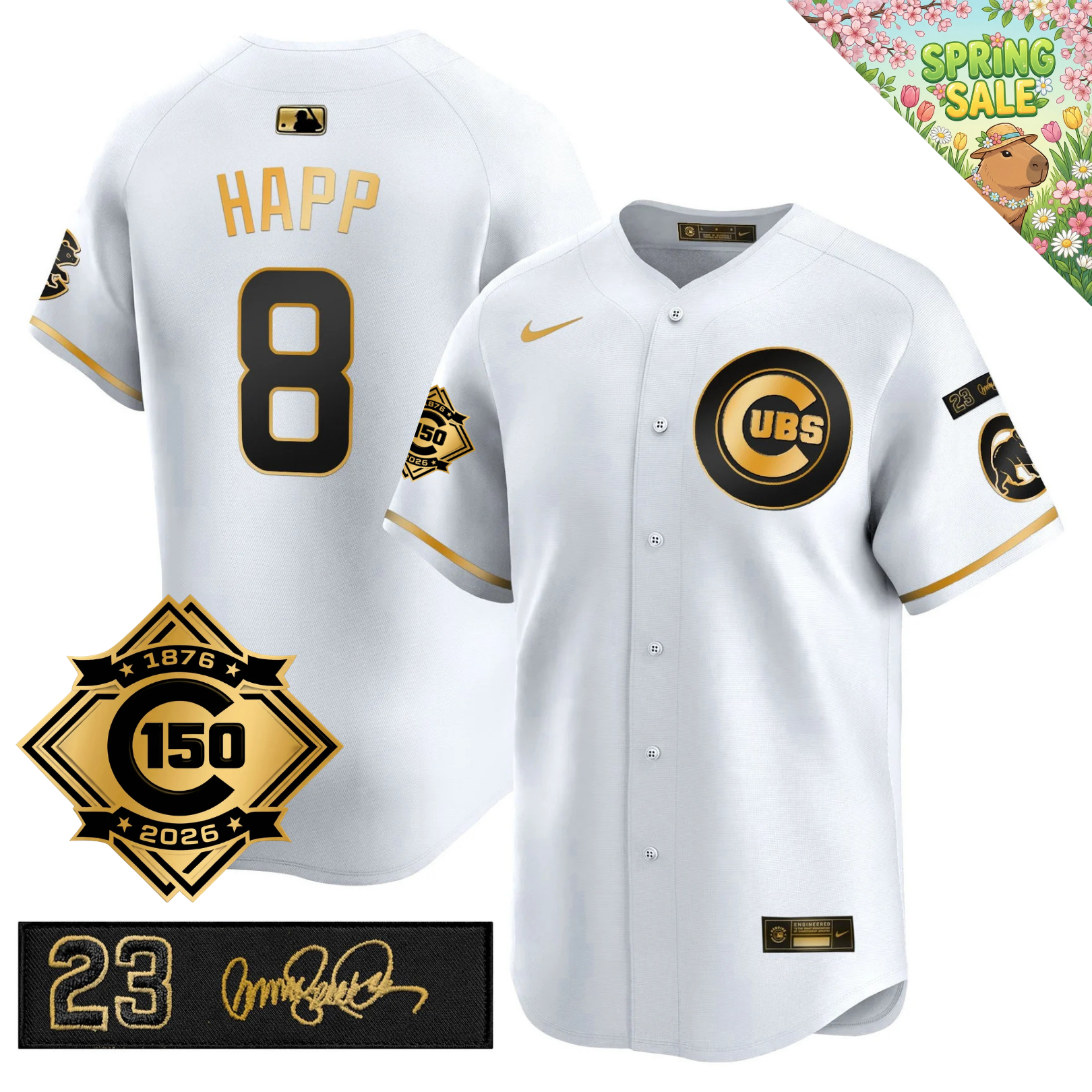 CHC 150th Anniversary & 'Ryne Sandberg Tribute' Limited Gold Jersey - Stitched