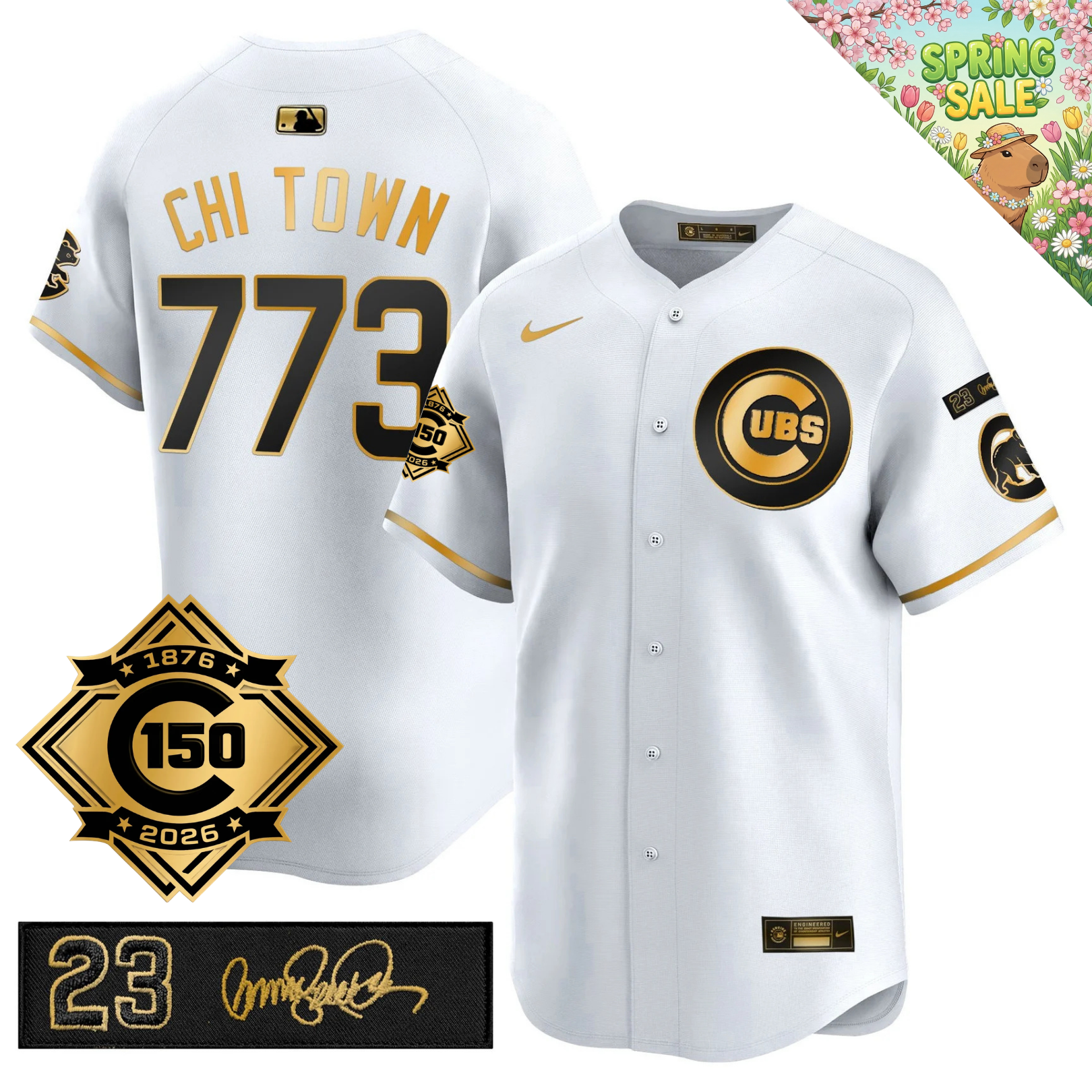 CHC 150th Anniversary & 'Ryne Sandberg Tribute' Limited Gold Jersey - Stitched