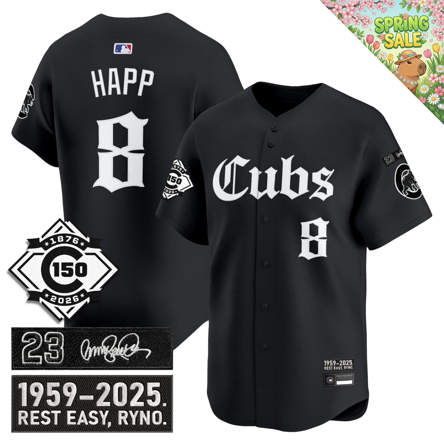 CHC 'Ryne Sandberg Tribute' & 150th anniversary patch Limited Gothic Jersey - Stitched