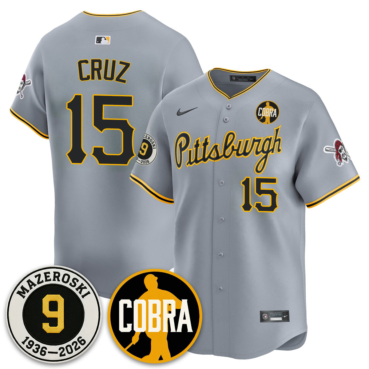 PIT Memories Vapor Limited Jersey - Bill Mazeroski Patch - Stitched
