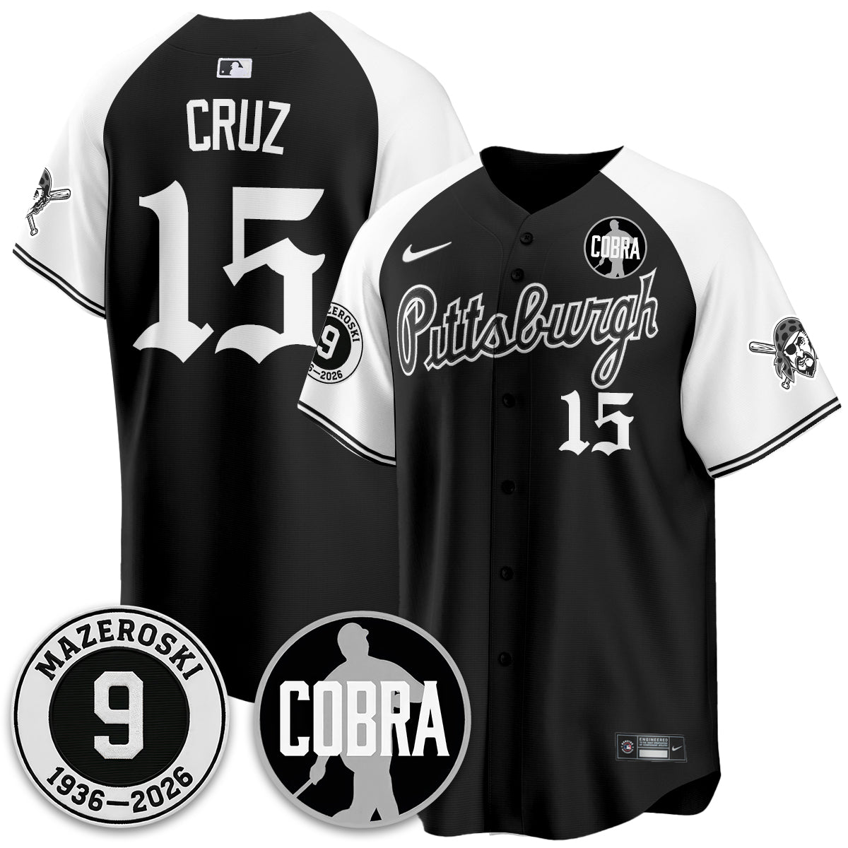 PIT Memories Vapor Limited Gothic Jersey - Bill Mazeroski Patch - Stitched