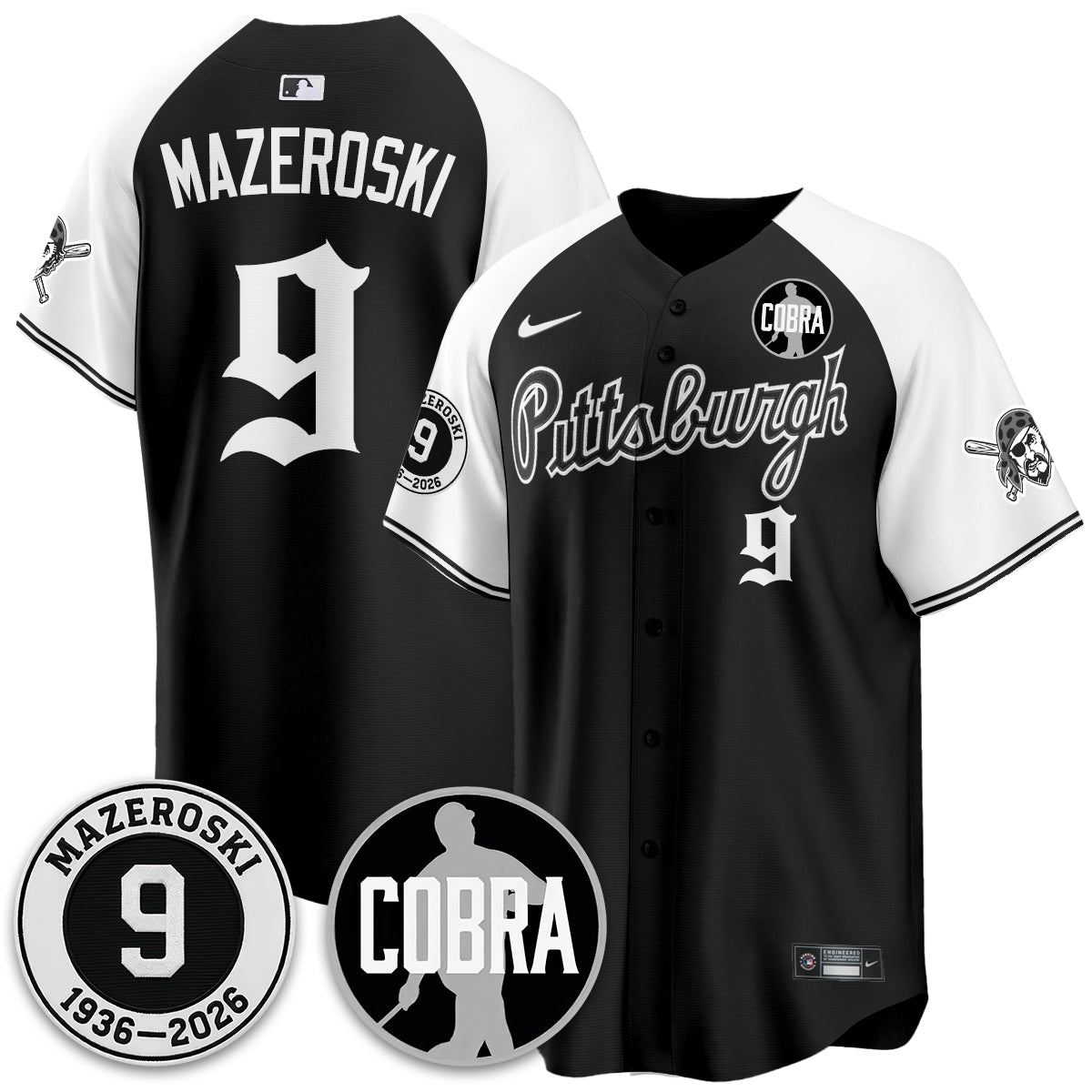 PIT Memories Vapor Limited Gothic Jersey - Bill Mazeroski Patch - Stitched