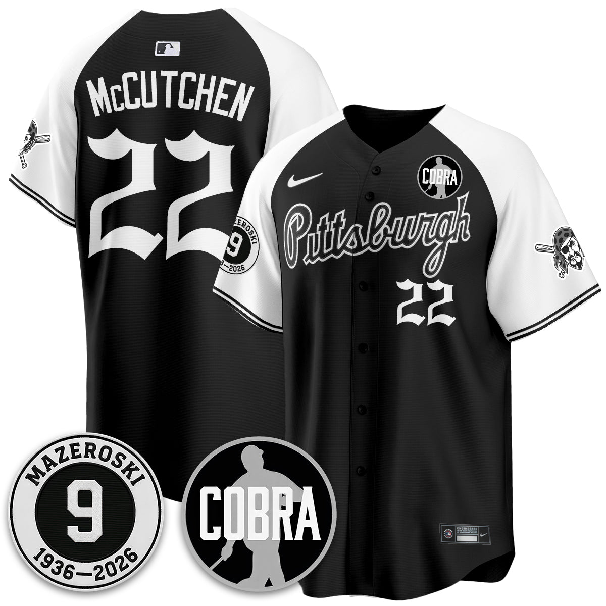 PIT Memories Vapor Limited Gothic Jersey - Bill Mazeroski Patch - Stitched