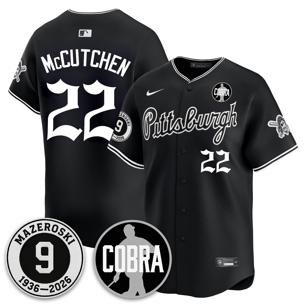 PIT Memories Vapor Limited Gothic Jersey - Bill Mazeroski Patch - Stitched