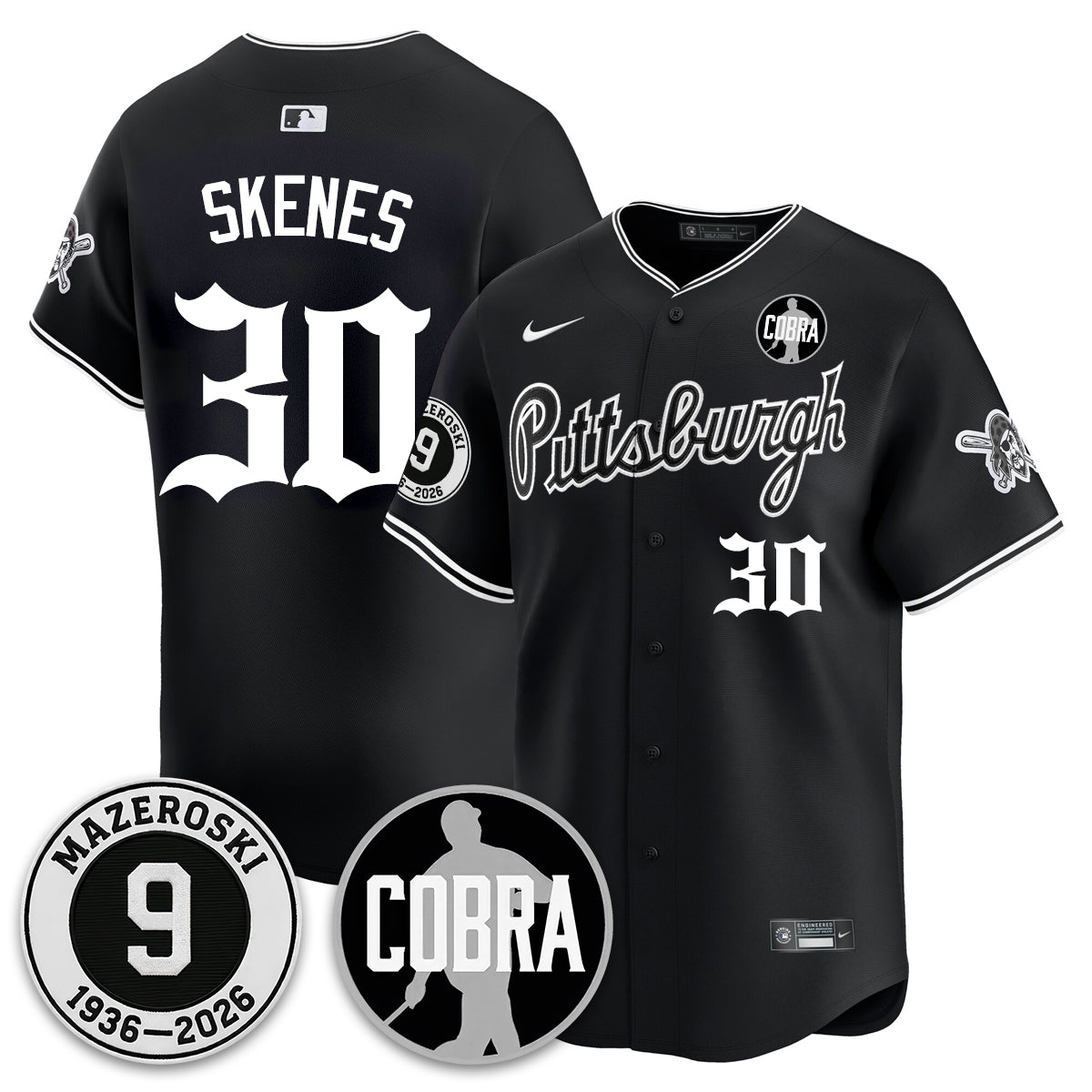 PIT Memories Vapor Limited Gothic Jersey - Bill Mazeroski Patch - Stitched