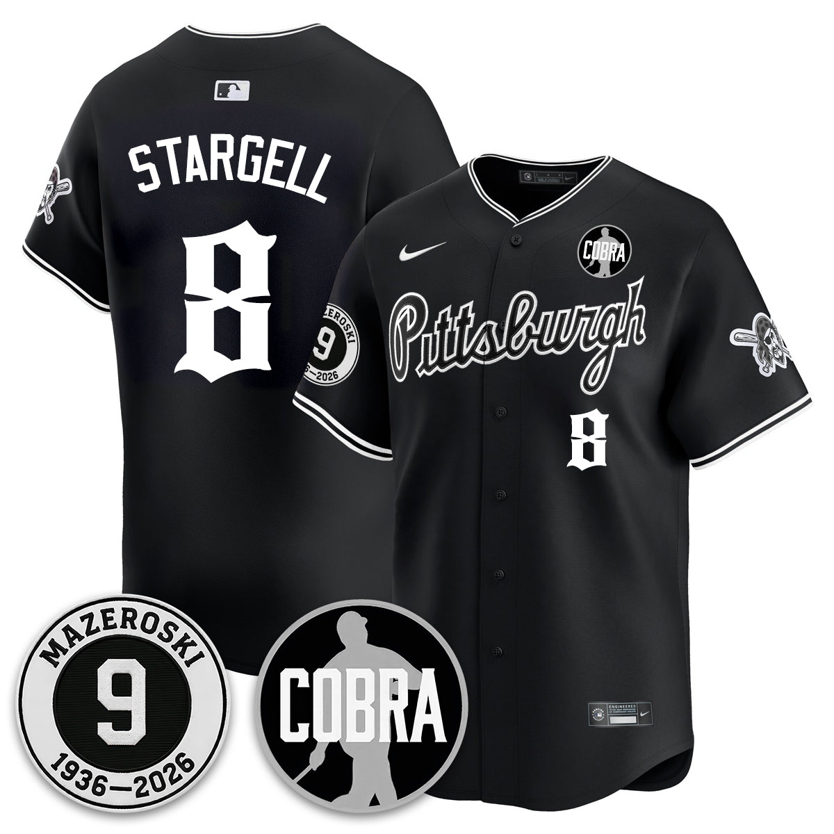 PIT Memories Vapor Limited Gothic Jersey - Bill Mazeroski Patch - Stitched
