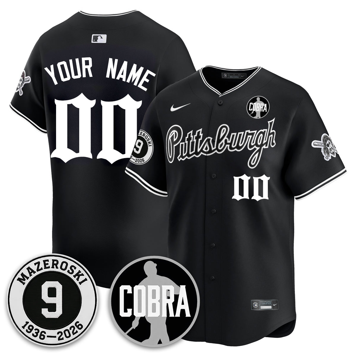 PIT Memories Vapor Limited Gothic Jersey - Bill Mazeroski Patch - Stitched