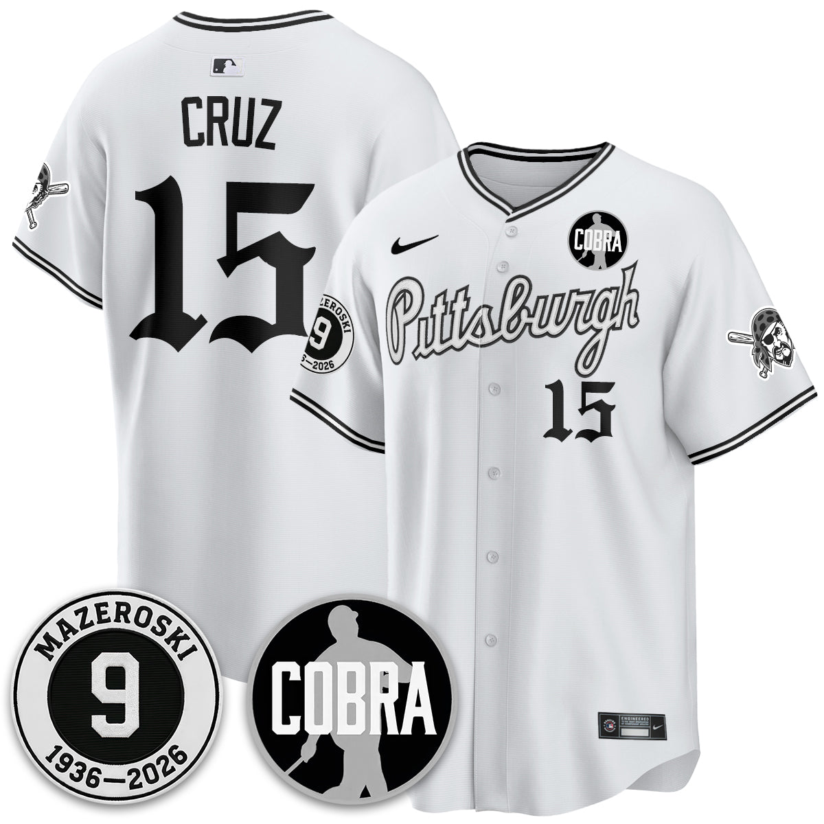 PIT Memories Vapor Limited Gothic Jersey - Bill Mazeroski Patch - Stitched